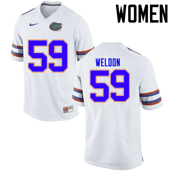 Florida Gators Women #59 Danny Weldon College Football Jersey White